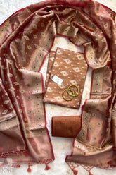 Kesar Pure Tissue Silk with Gold Zari Unstitched Suit